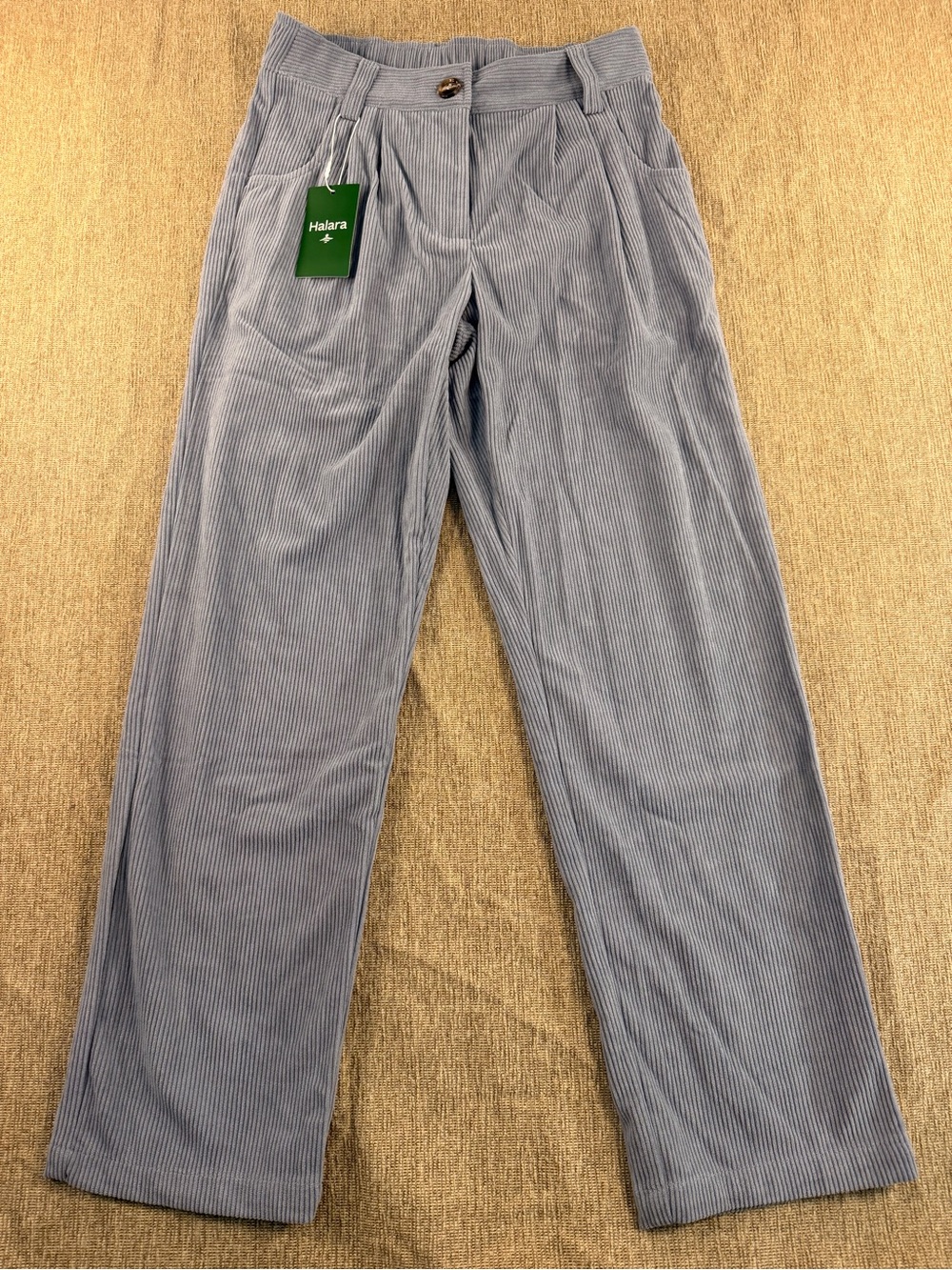 Halara High Waisted Corduroy Wide Leg Pants Dusty Blue Grey Size S Regular NWT